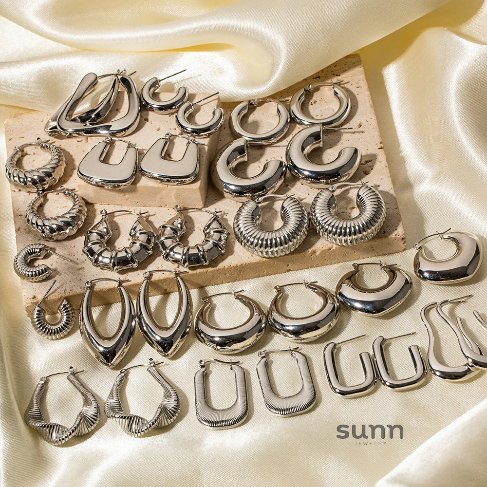 Kooper Polished Steel Hoop Earrings