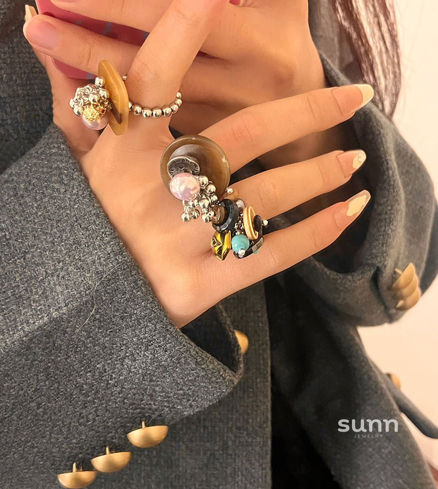 Koralee Beaded Shell Ring Bracelet [BMI011BV]