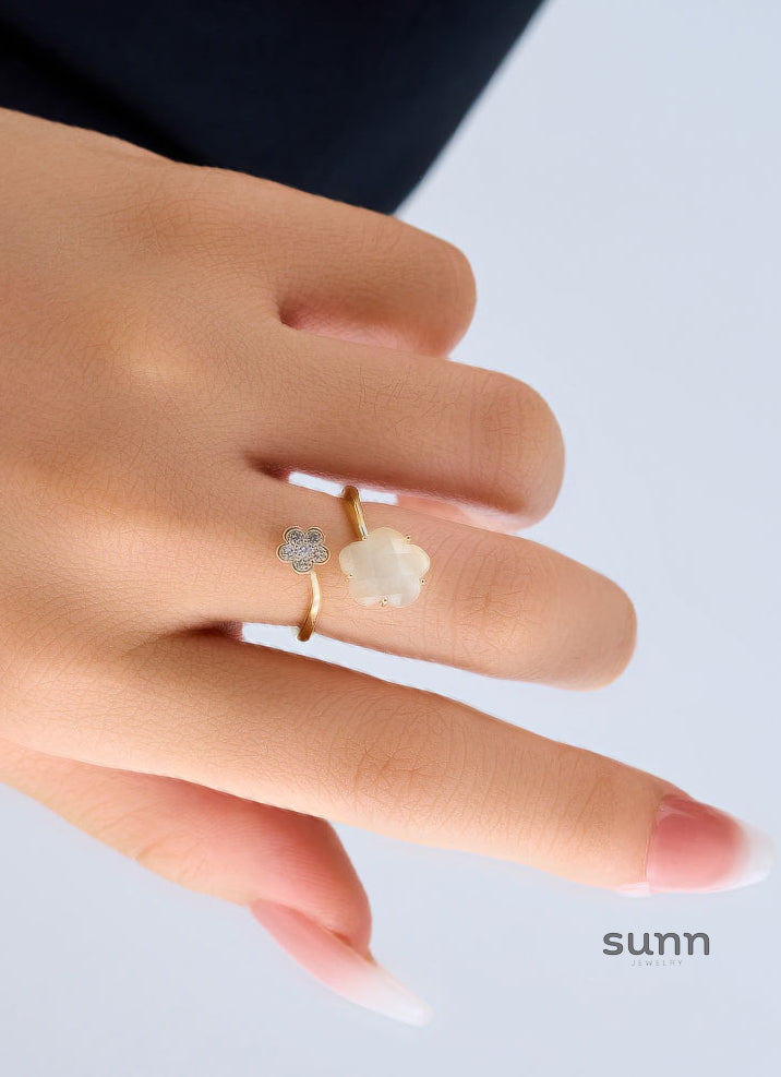 Koralynn Cat's Eye Flower Ring [SF35GKT1]