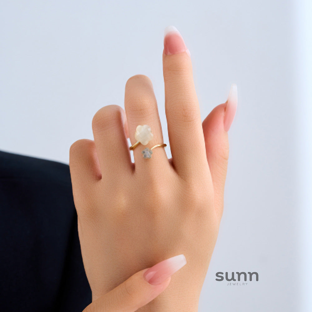 Koralynn Cat's Eye Flower Ring [SMVD2GNV]