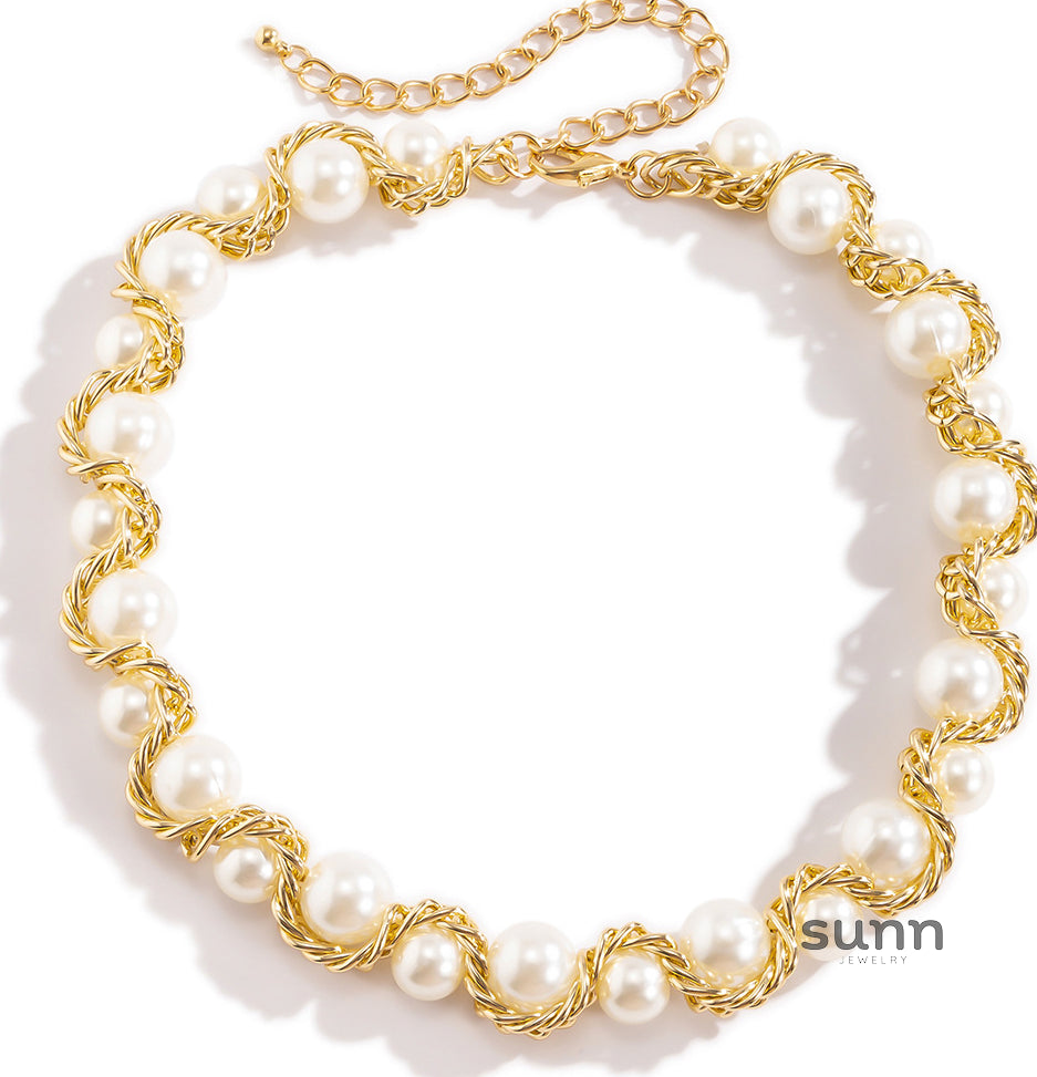 Korbyn Twisted Pearl Necklace [4MTATQ03]