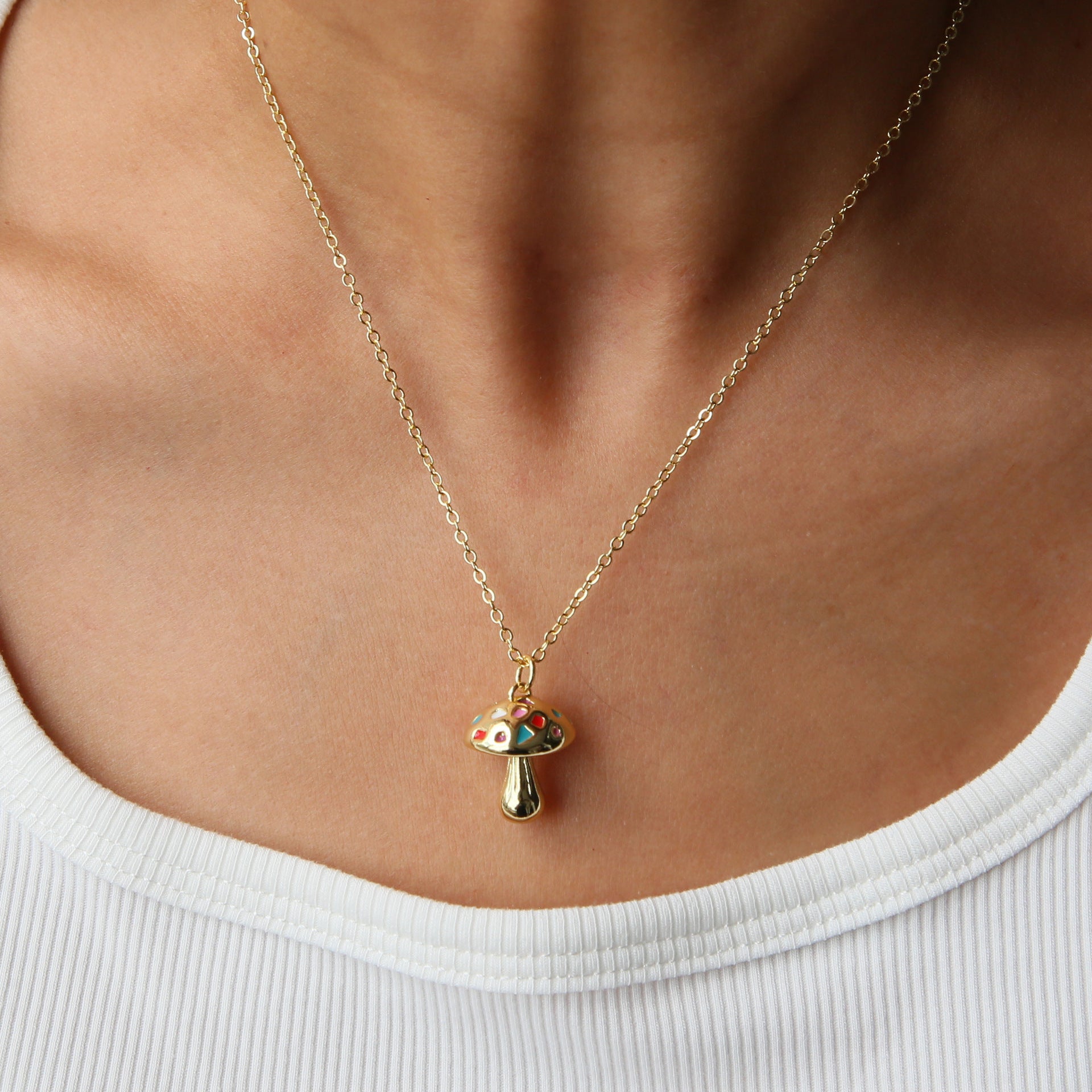 Korinne Colorful Mushroom Charm Necklace [8SCIUZ6T]