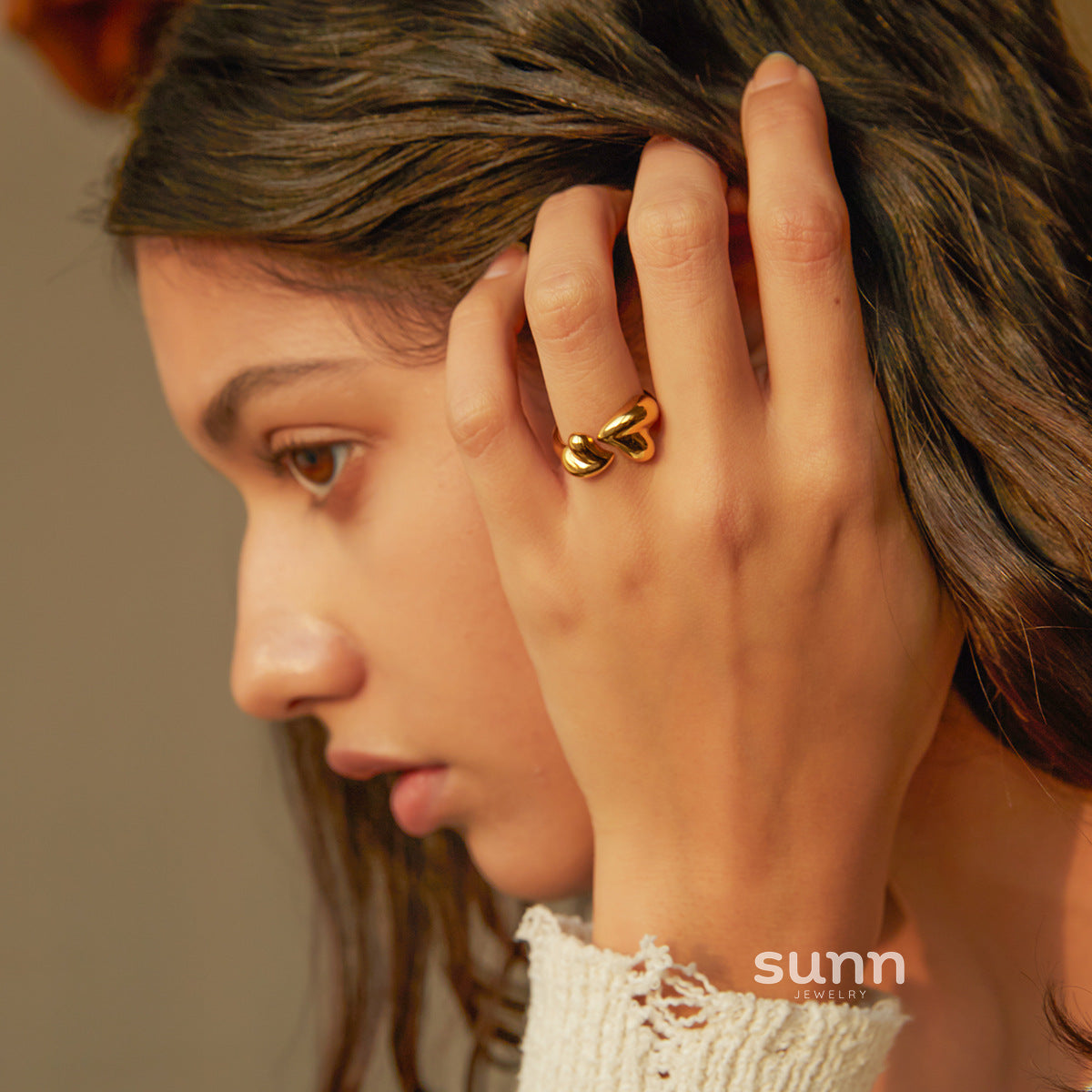 Kree Asymmetric Heart Open Ring [PIIR3NBO]