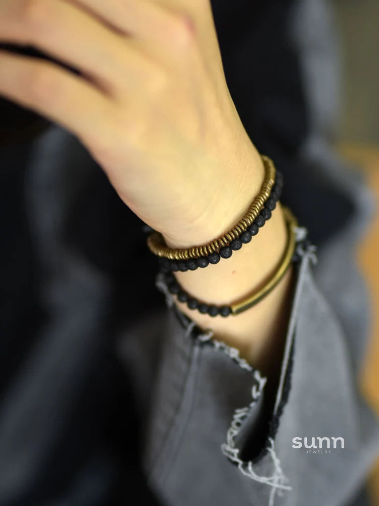 Kristel Layered Volcanic Stone Bracelet
