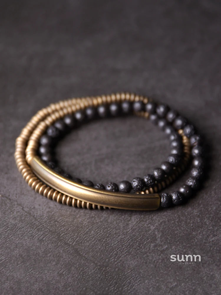 Kristel Layered Volcanic Stone Bracelet