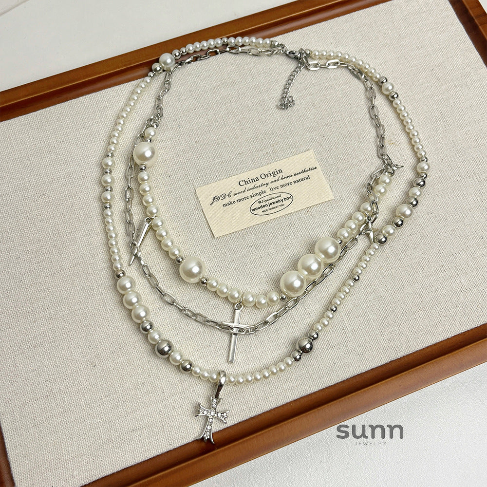 Kristi Layered Cross Necklace [TSN3ID85]