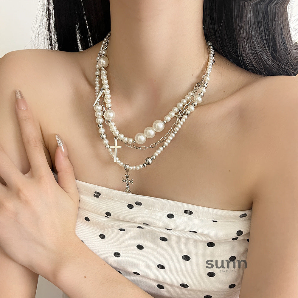 Kristi Layered Cross Necklace [81AE2FGC]