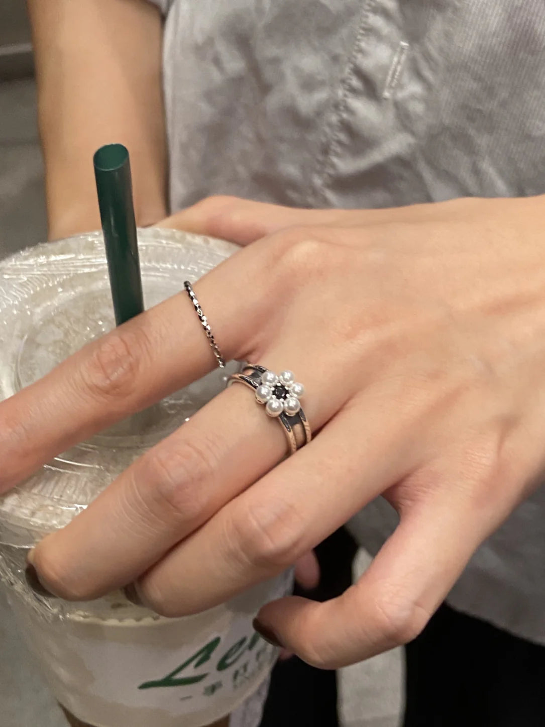 Kristyn Pearl Flower Ring