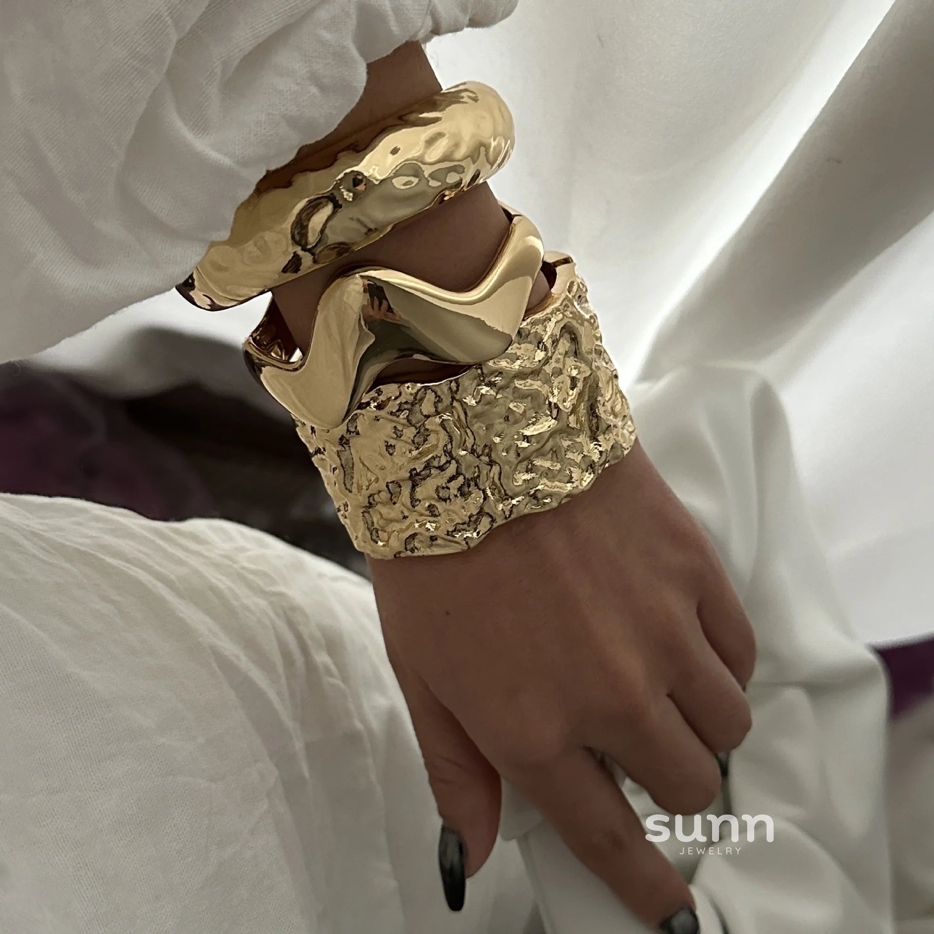 Kylan Sculptural Gold Cuff