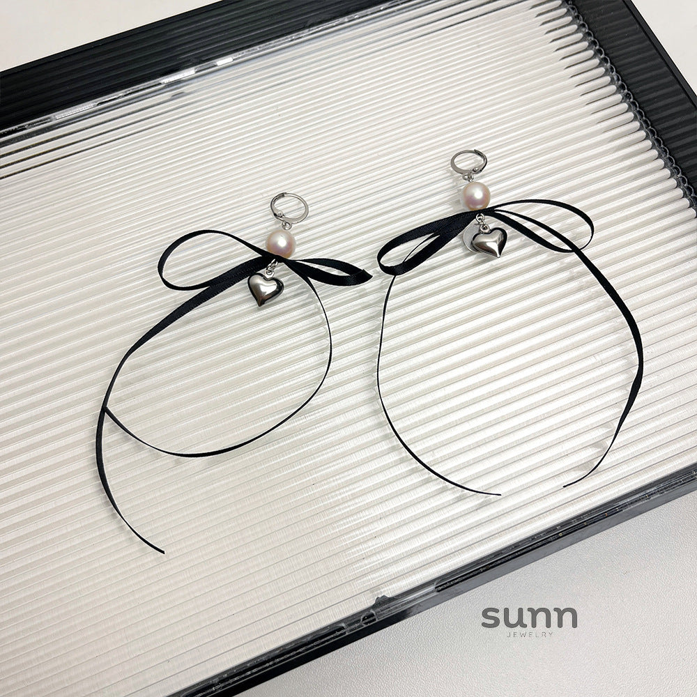 Kyleah Ribbon Bow Drop Earrings [USCTBWJD]