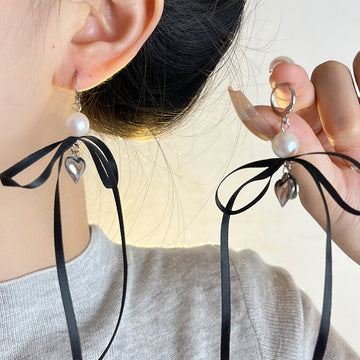 Kyleah Ribbon Bow Drop Earrings [UWOIHW97]