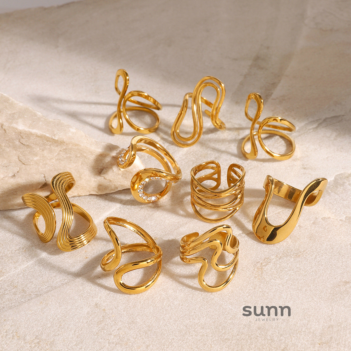 Kyliee Chunky Wave Ring [QDM4BN9B]
