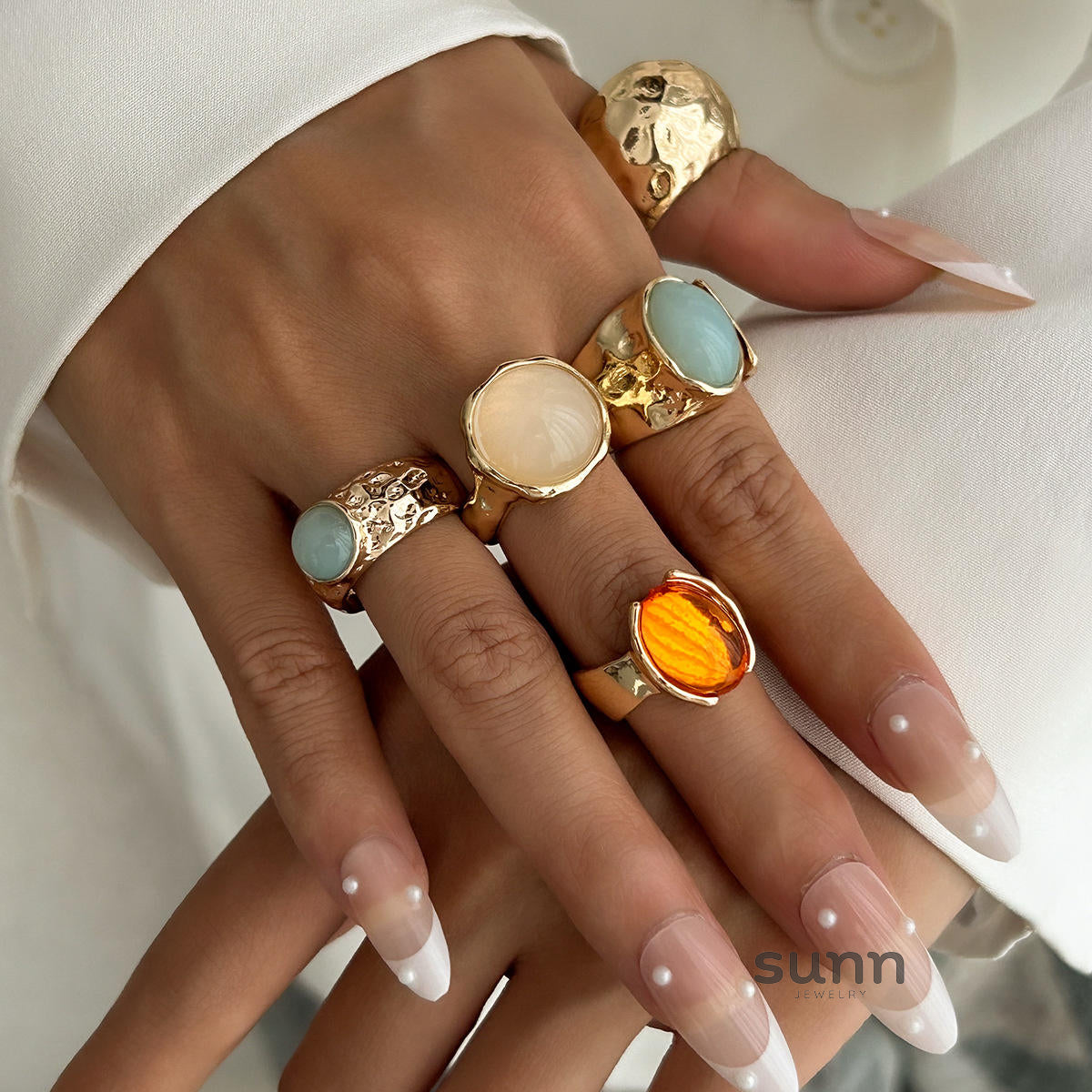 Kymber Stackable Gemstone Ring Set [0LMEMA99]