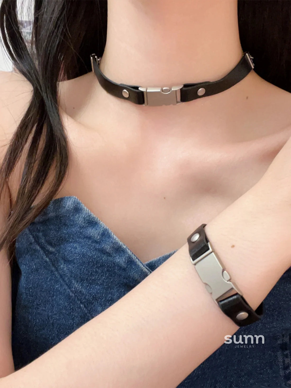 Kynley Leather Choker Armband