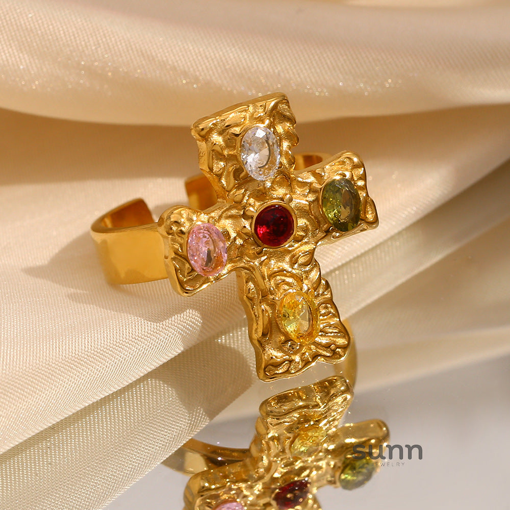Kynslee Diamond Cross Open Ring [BOOYRFCI]