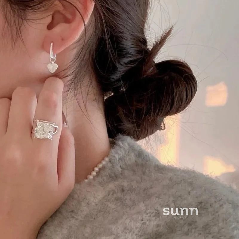 Kynslee Textured Celestial Heart Earrings