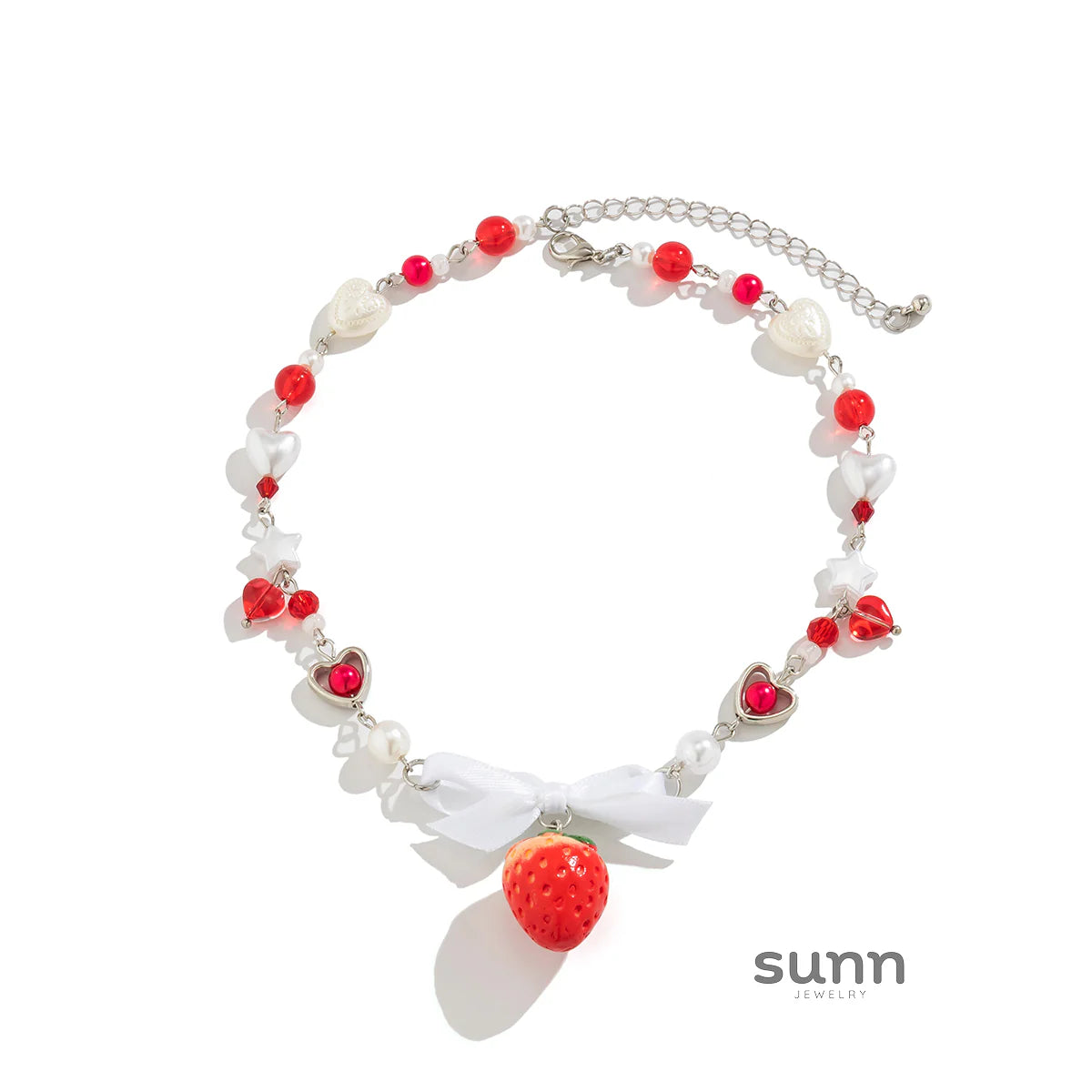 Kynslie Crystal Pearl Strawberry Necklace