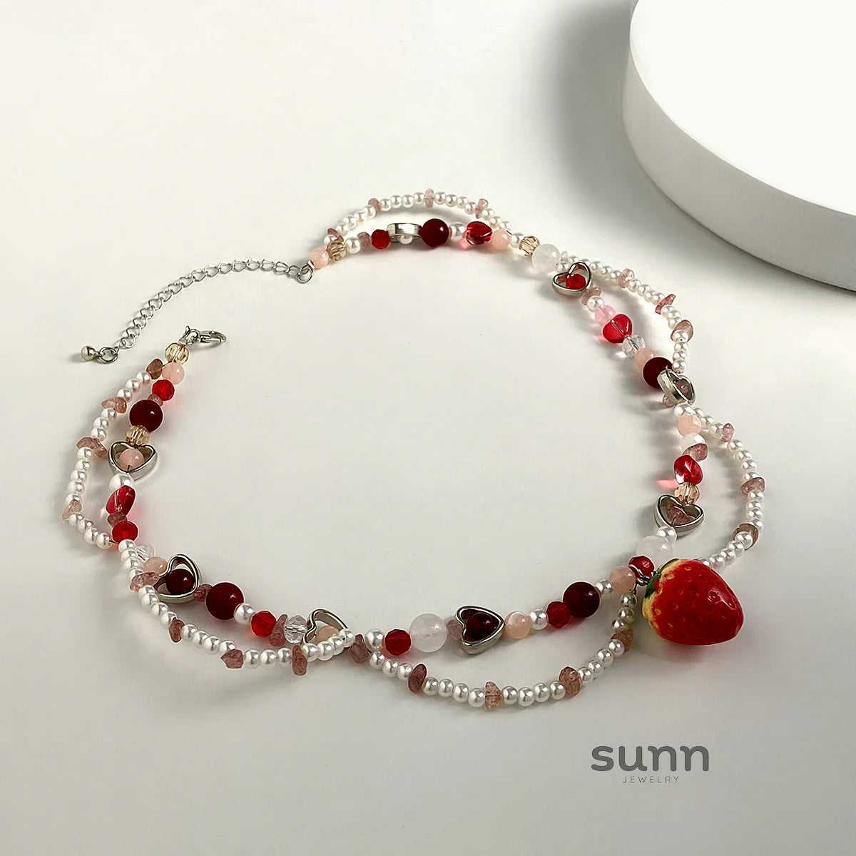 Kynslie Crystal Pearl Strawberry Necklace