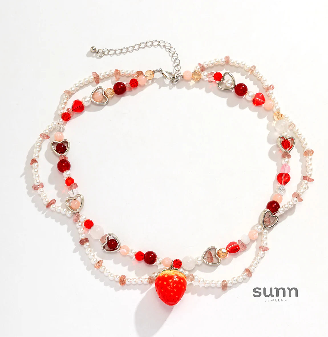 Kynslie Crystal Pearl Strawberry Necklace