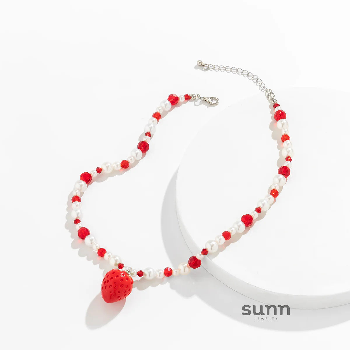 Kynslie Crystal Pearl Strawberry Necklace