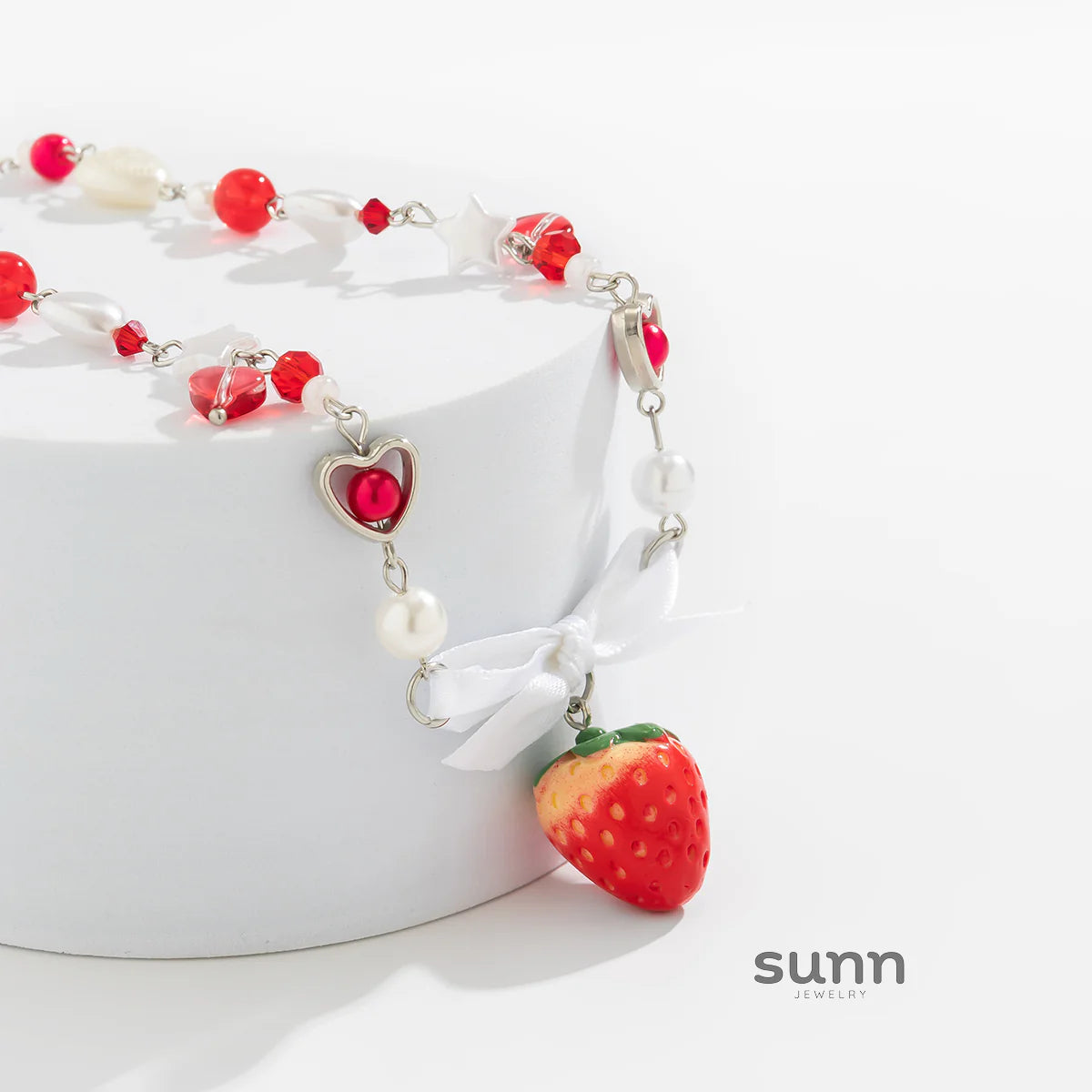 Kynslie Crystal Pearl Strawberry Necklace