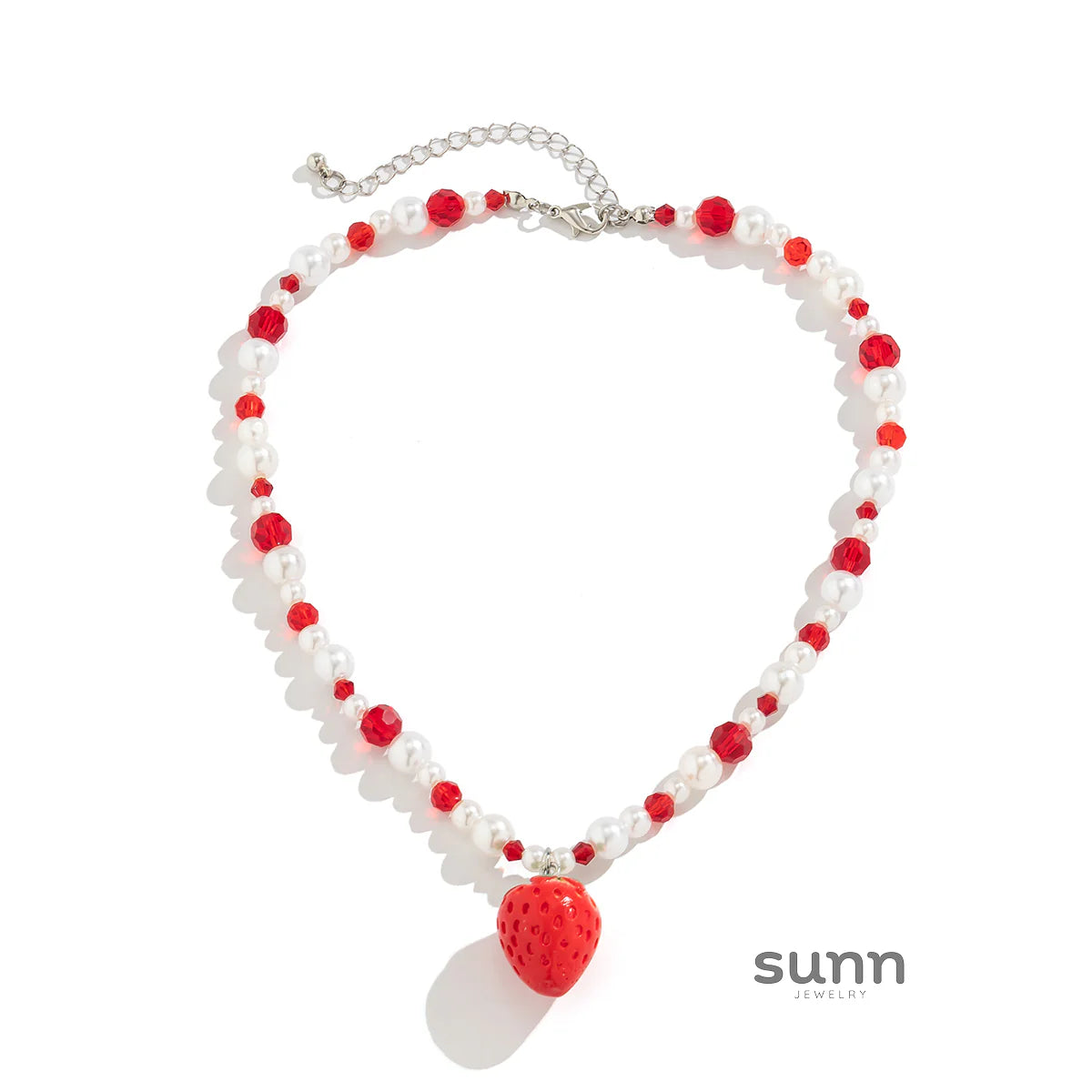 Kynslie Crystal Pearl Strawberry Necklace