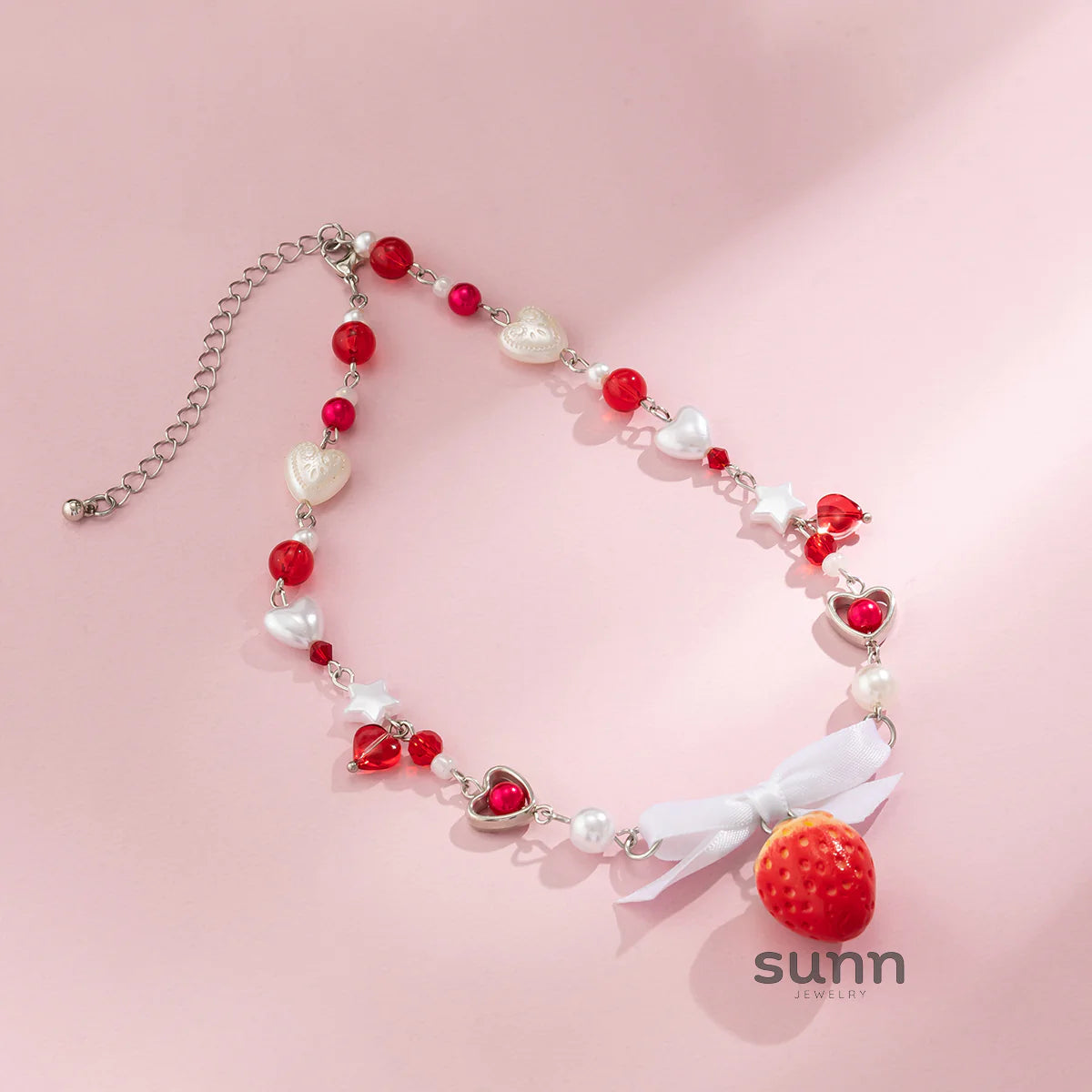 Kynslie Crystal Pearl Strawberry Necklace