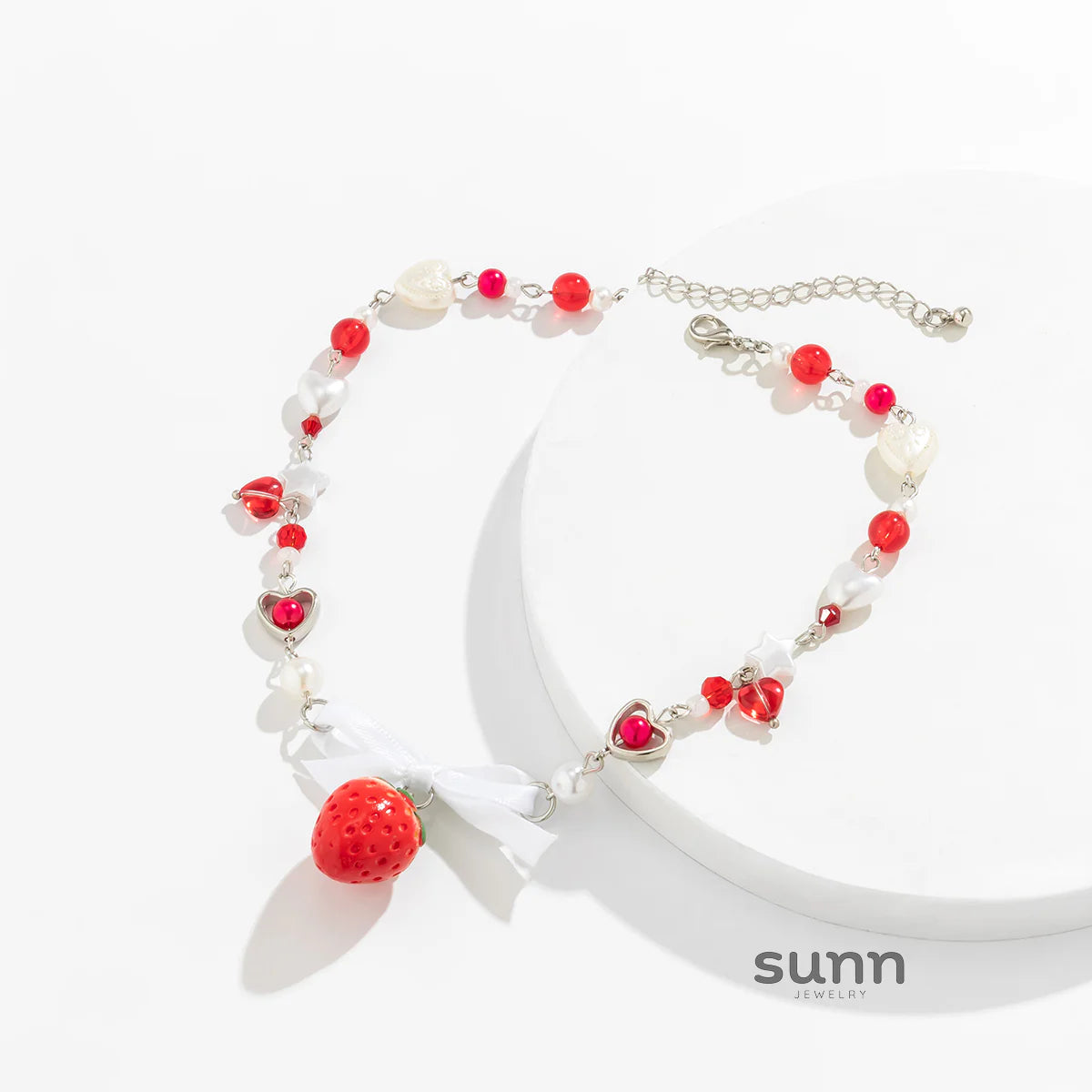 Kynslie Crystal Pearl Strawberry Necklace