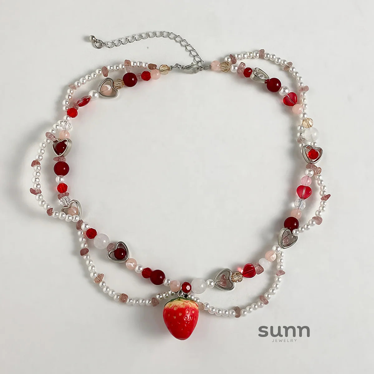 Kynslie Crystal Pearl Strawberry Necklace