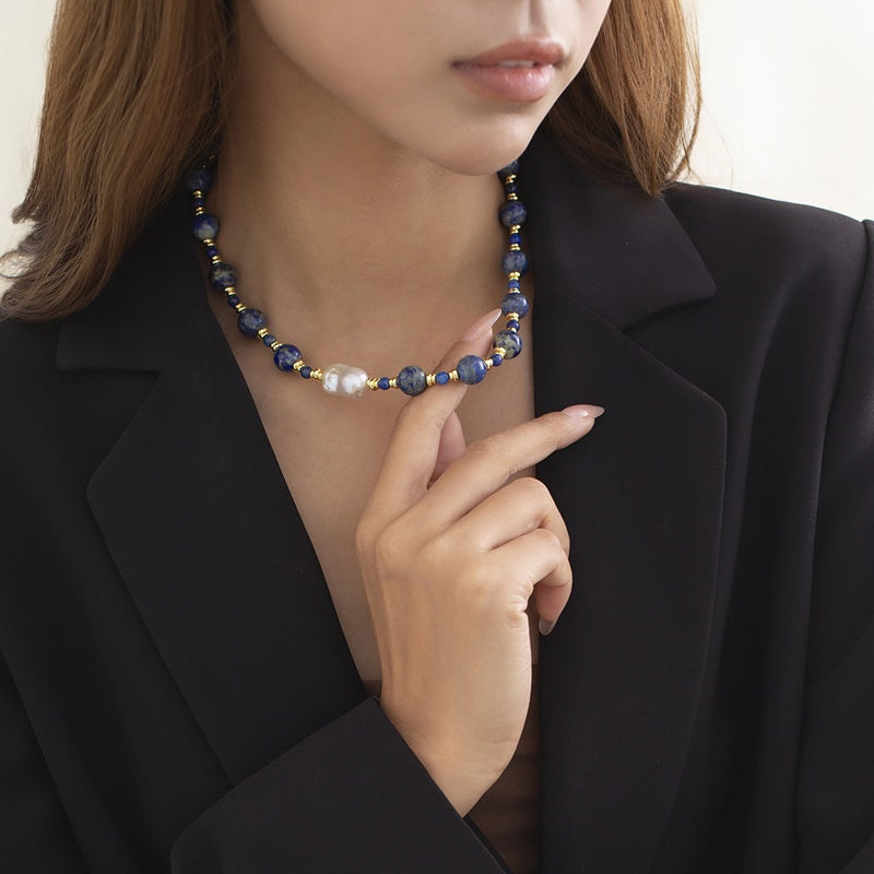 Kyree Beaded Lapis & Pearl Necklace [3SKV7APY]