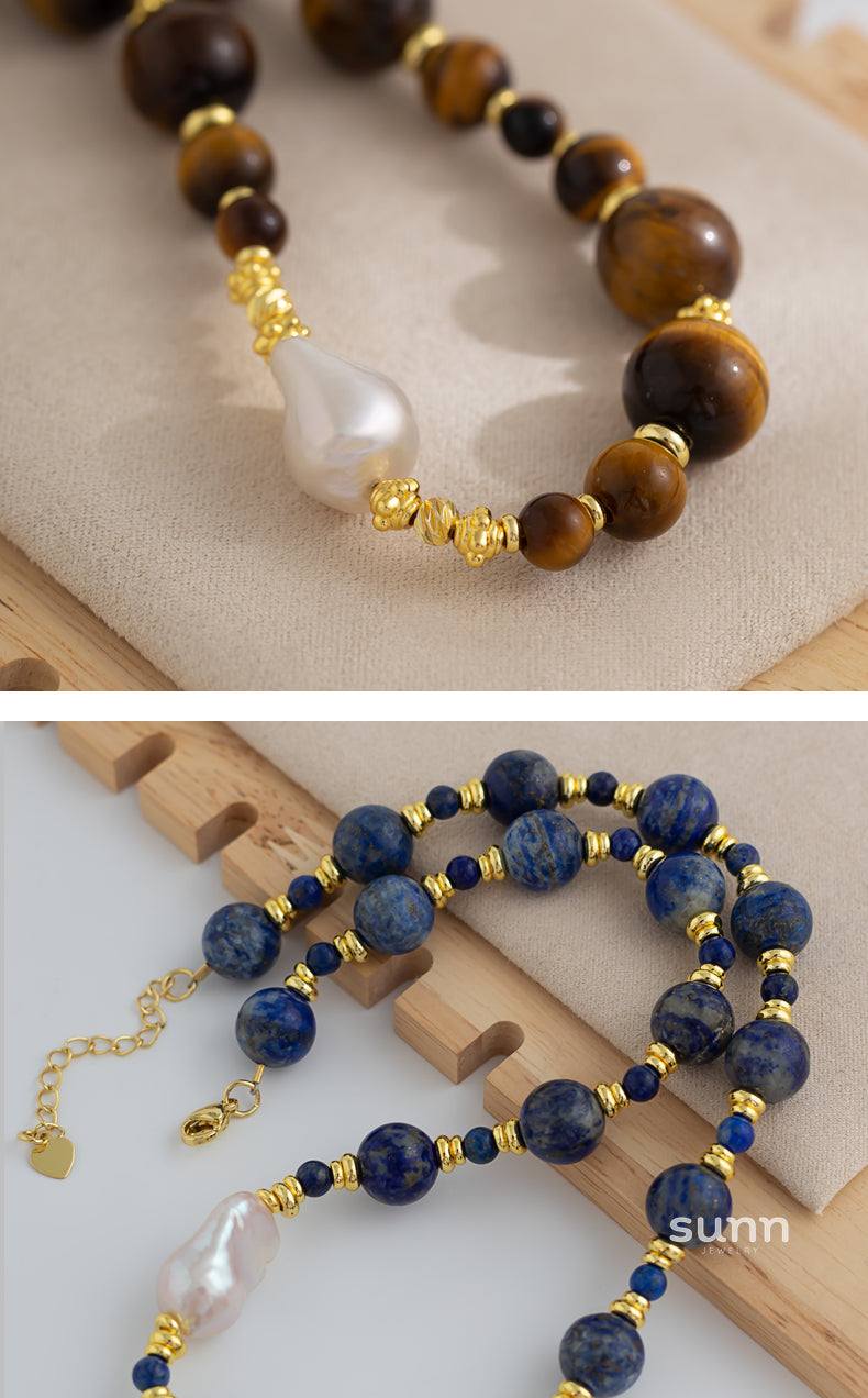 Kyree Beaded Lapis & Pearl Necklace [I746DHRB]