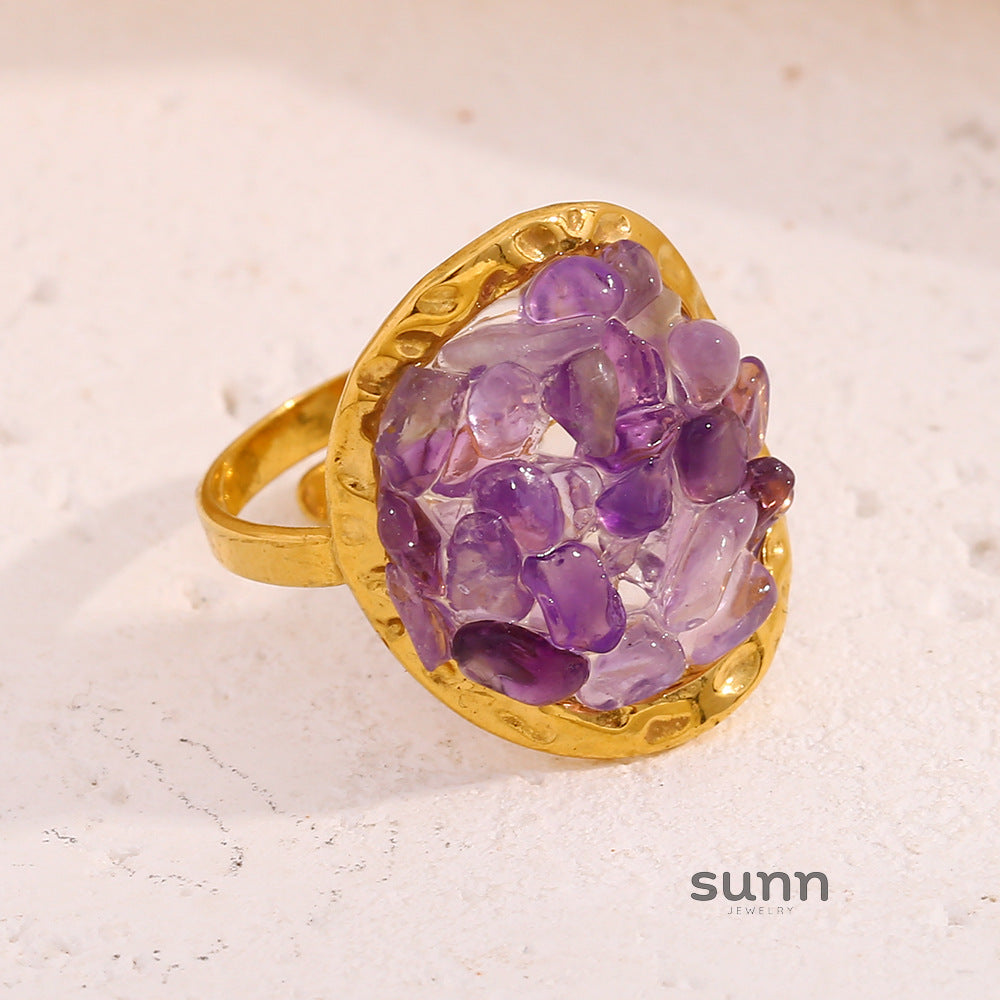 Kyrielle Crushed Stone Open Ring [QQFTT26A]