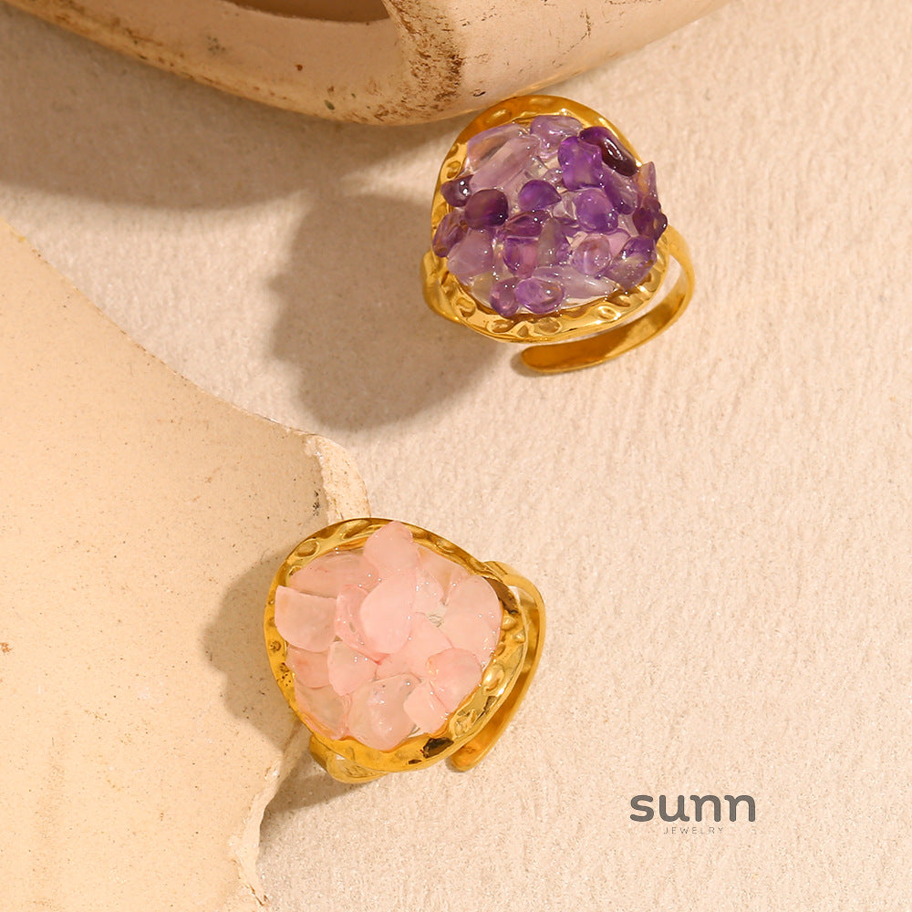 Kyrielle Crushed Stone Open Ring [RX9FR9NI]