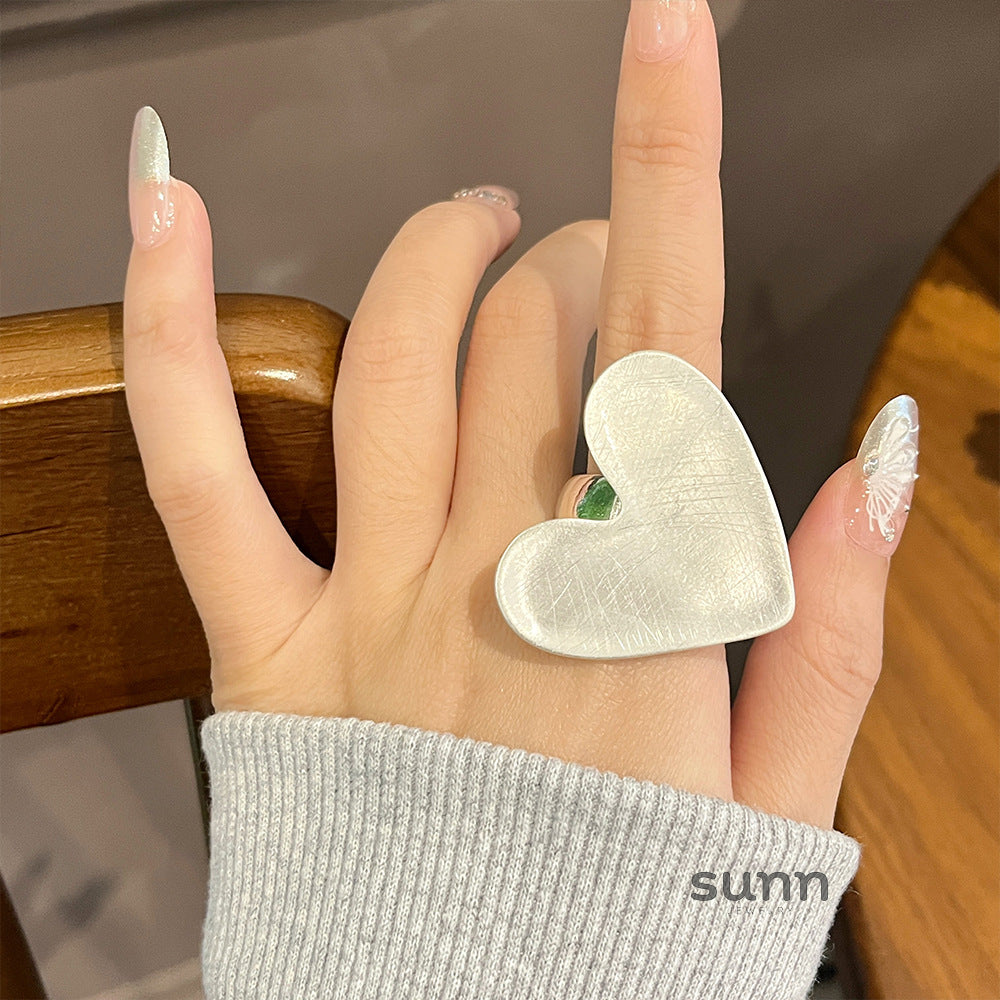 Lady Brushed Heart Open Ring [WXHXYB4I]