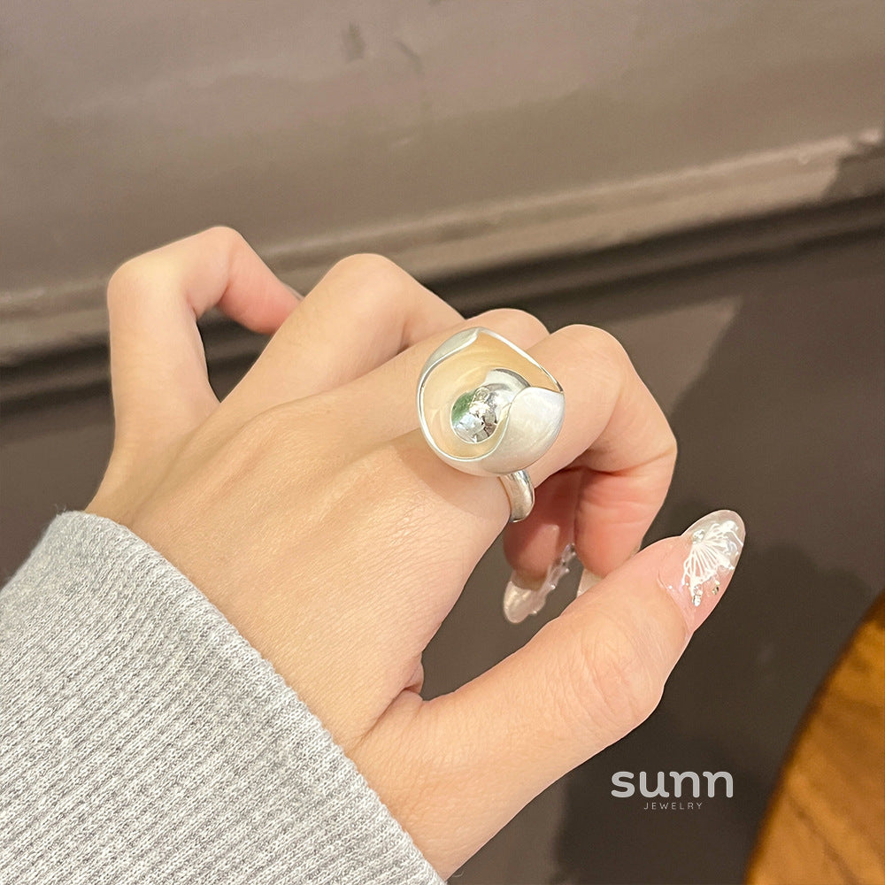Lady Brushed Heart Open Ring [0AS0YX09]