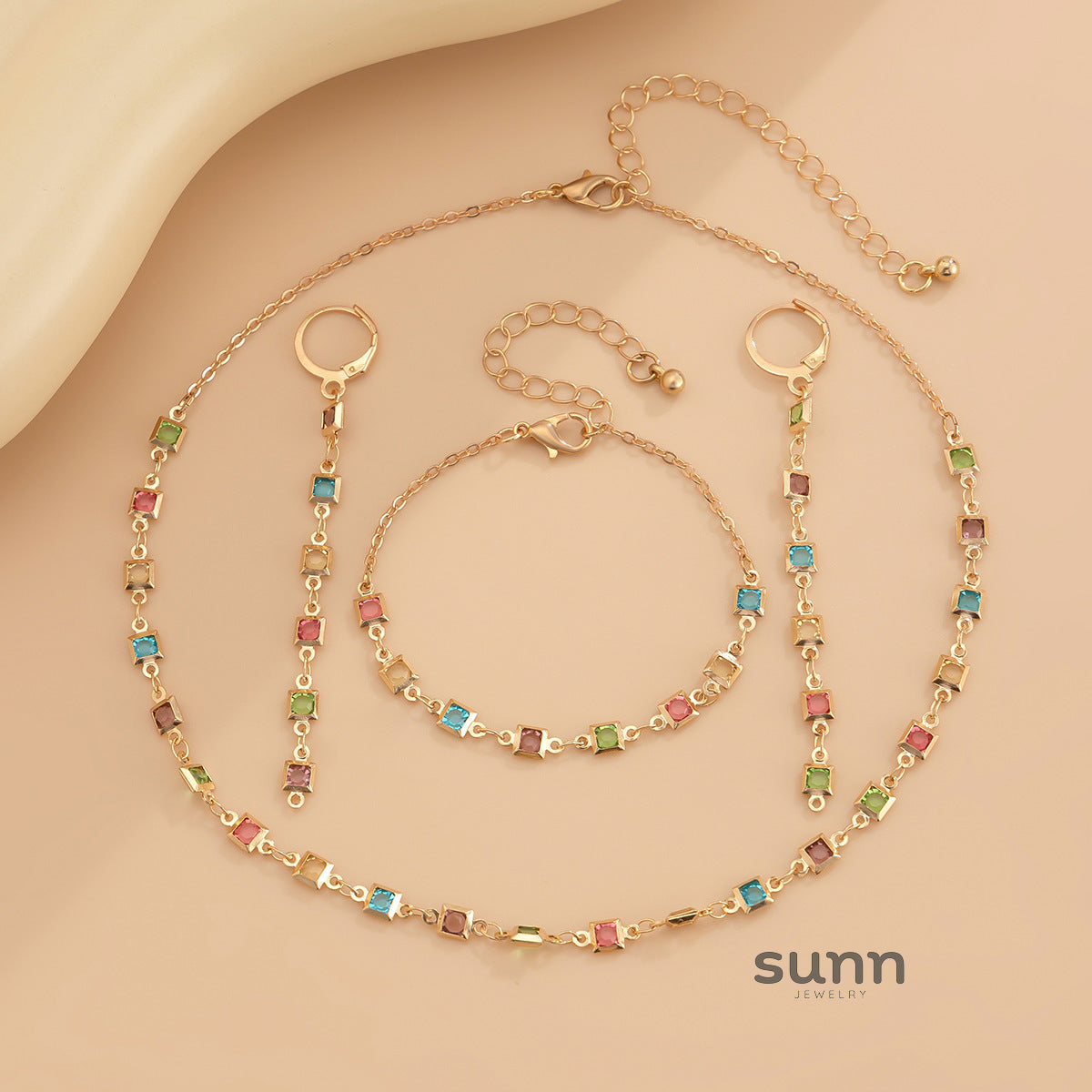 Laelynn Crystal Layered Necklace Set [65RPPZ39]