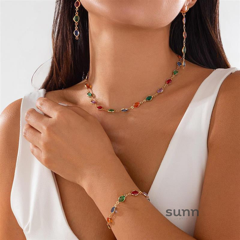 Laelynn Crystal Layered Necklace Set [Z1LT65L8]