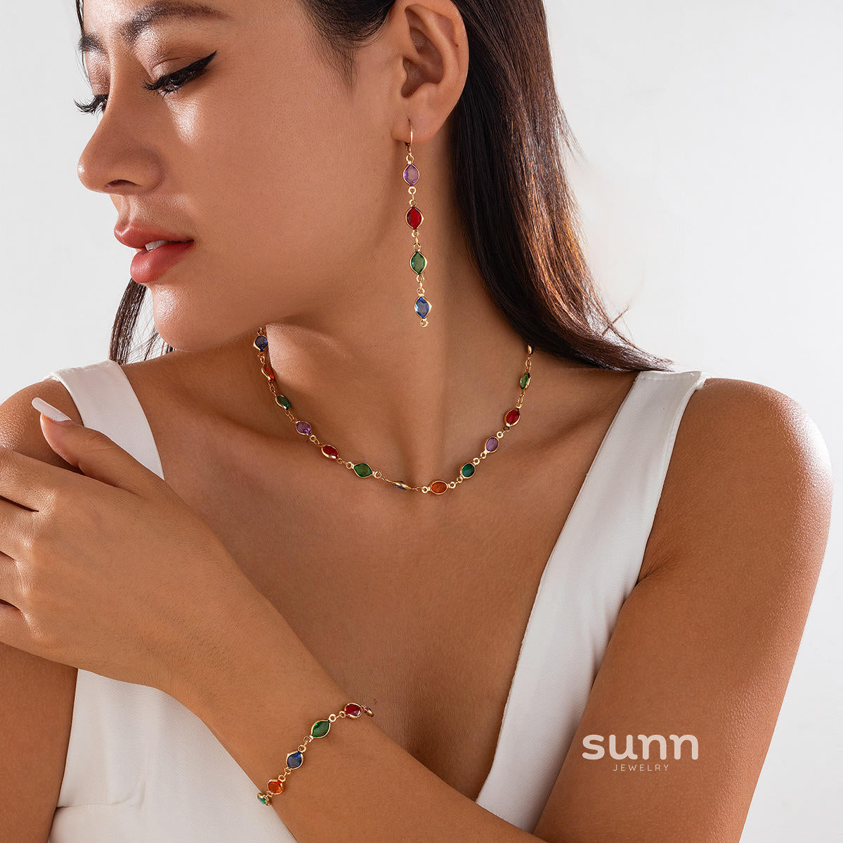 Laelynn Crystal Layered Necklace Set [ZM0Q2CI1]