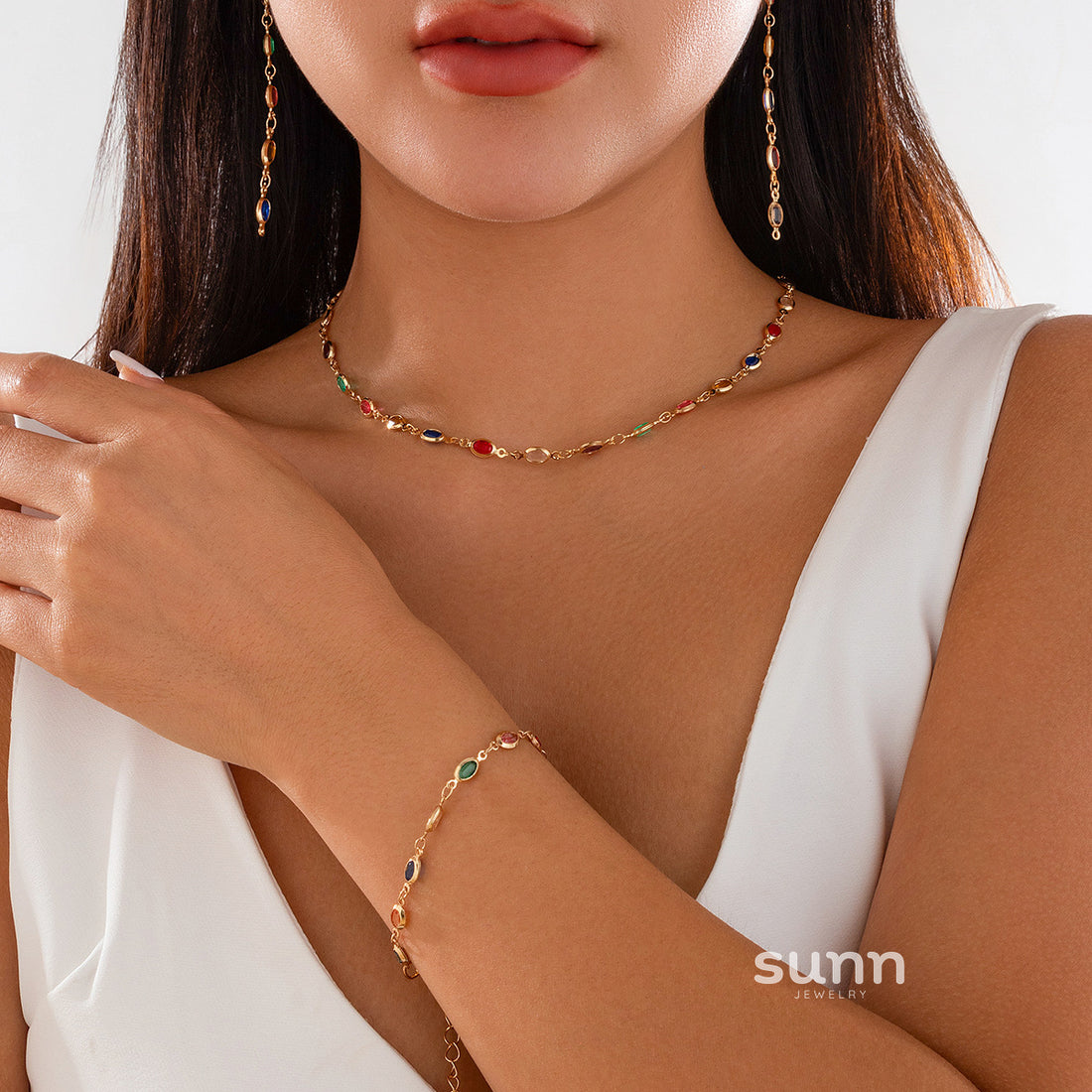 Laelynn Crystal Layered Necklace Set [97JYVXQI]