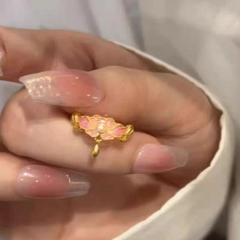 Lailani Pink Peony Tassel Ring