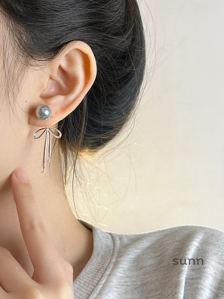 Laityn Bow Pearl Tassel Earrings [5RA4A3LS]