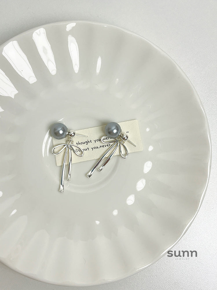 Laityn Bow Pearl Tassel Earrings [UVDBW66A]