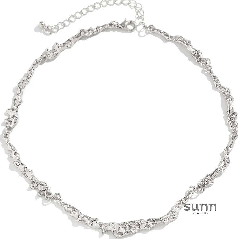 Lake Sculpted Metal Necklace