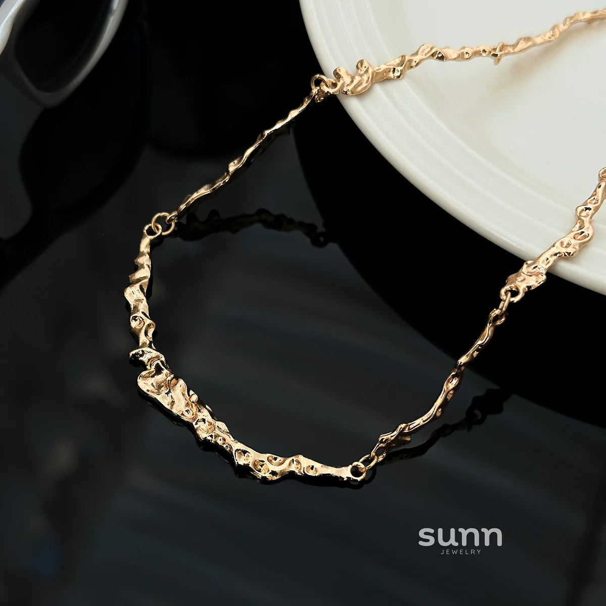 Lake Sculpted Metal Necklace