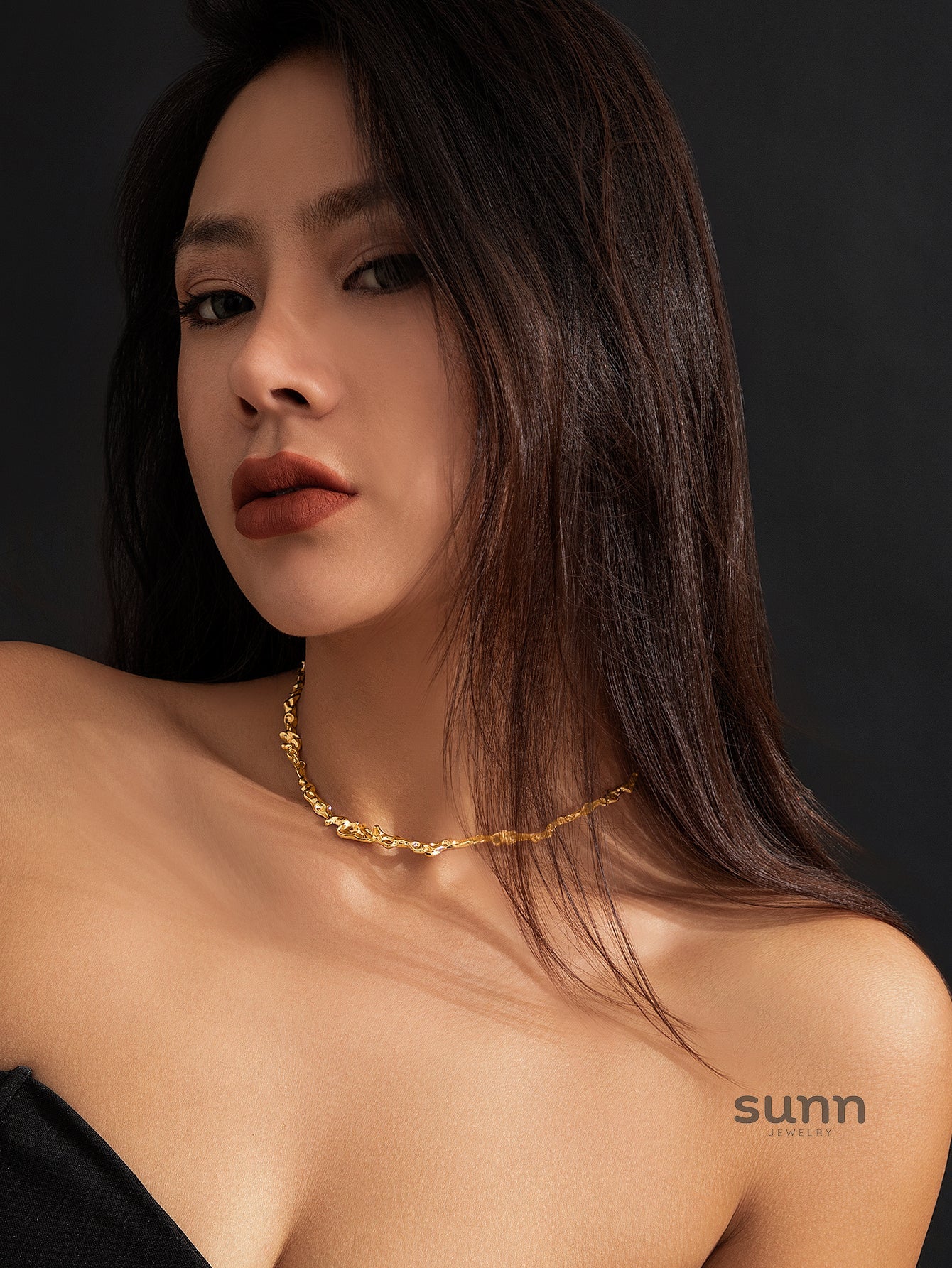 Lake Sculpted Metal Necklace