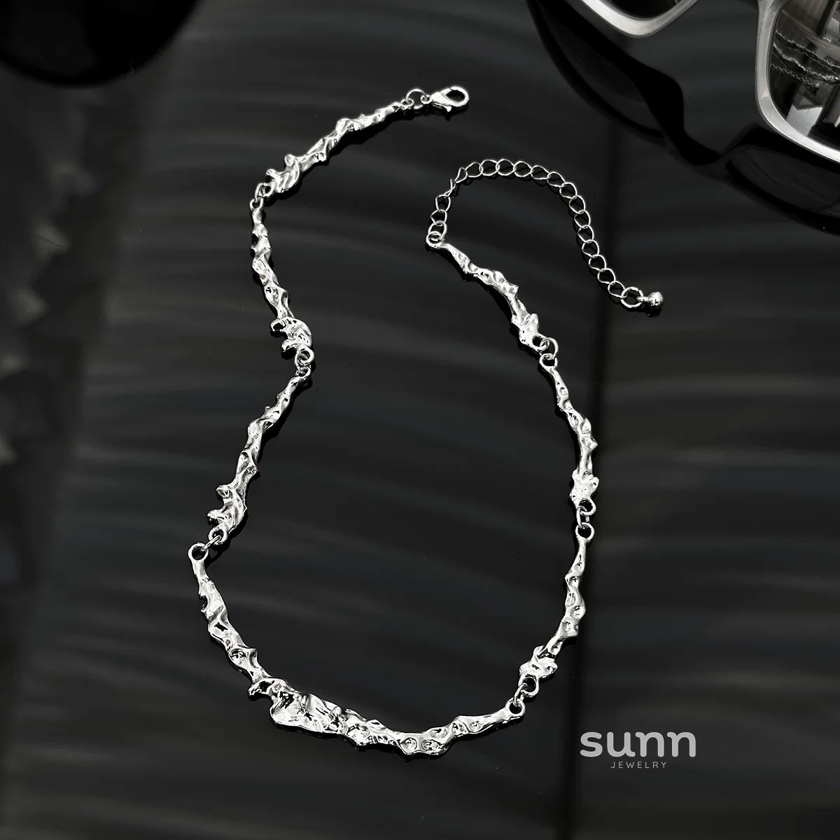 Lake Sculpted Metal Necklace