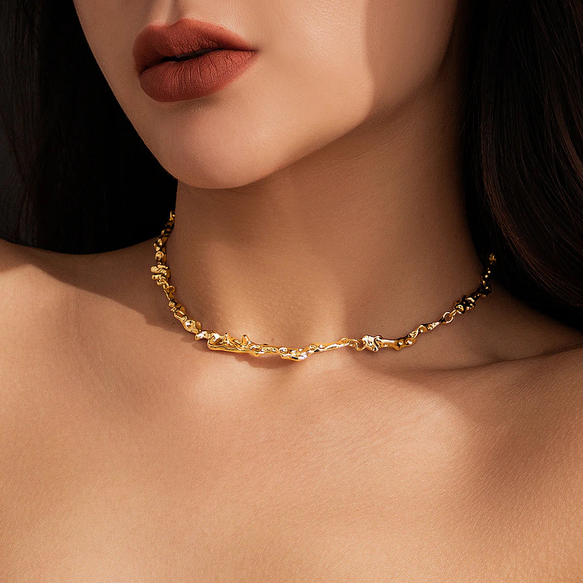 Lake Sculpted Metal Necklace