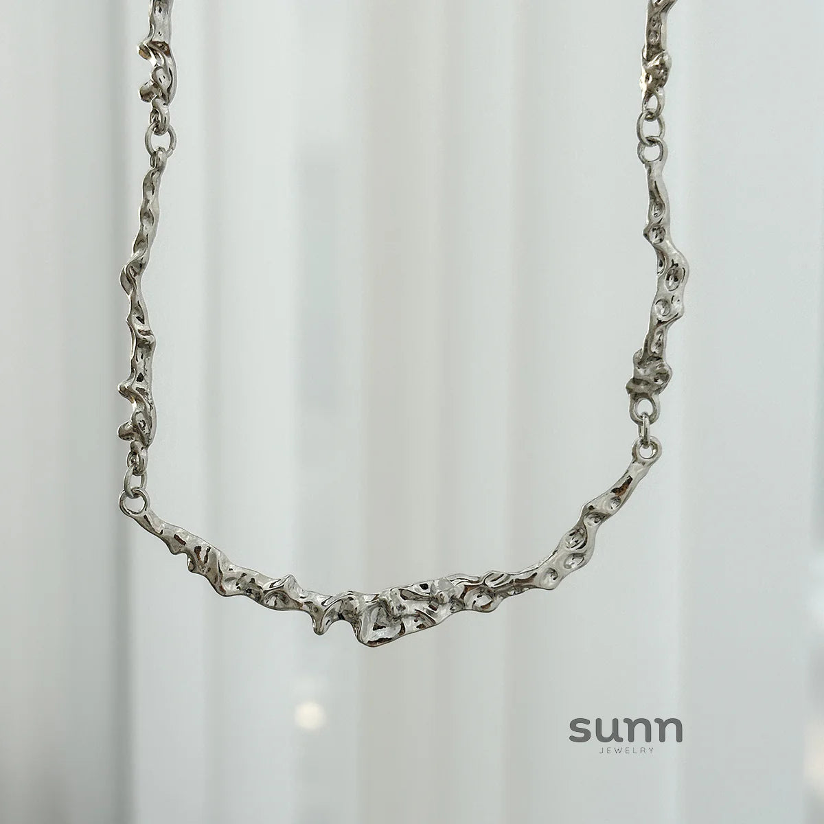 Lake Sculpted Metal Necklace