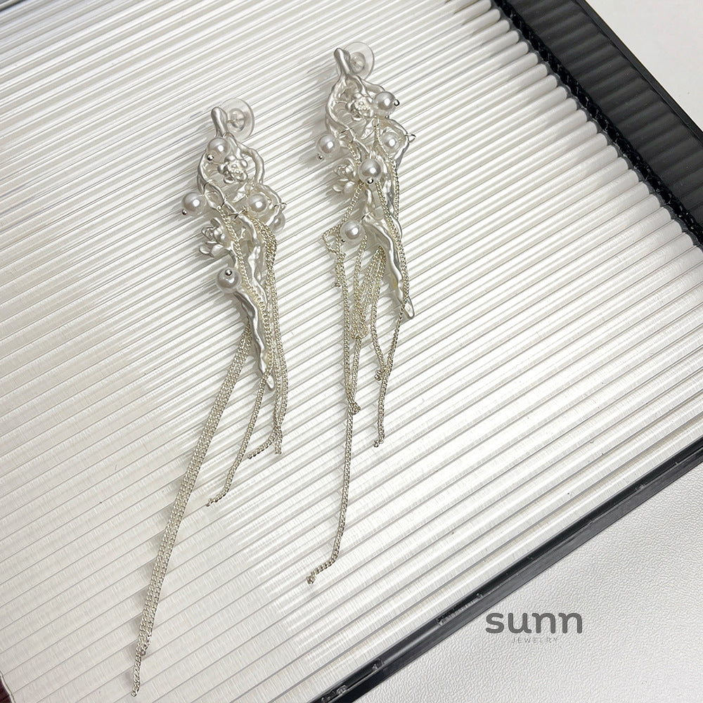Lakshmi Pearl Tassel Earrings