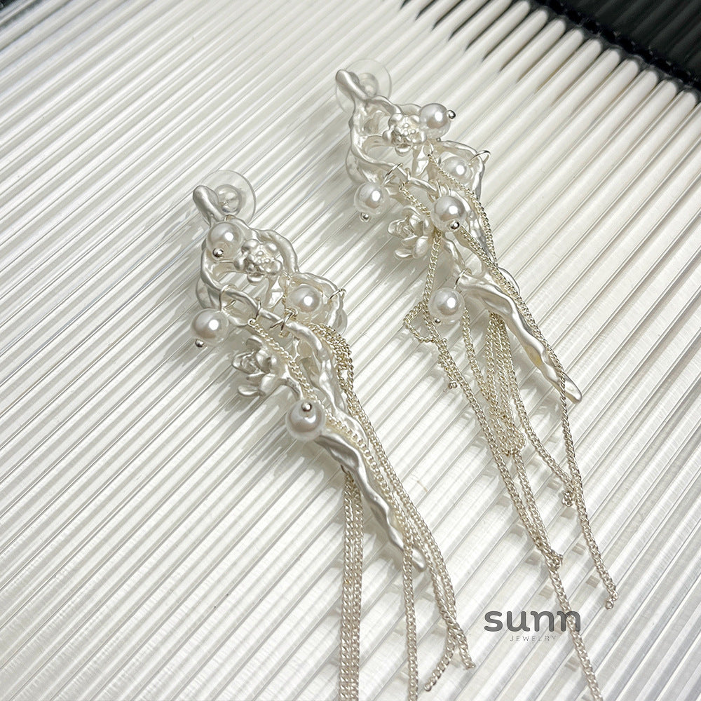 Lakshmi Pearl Tassel Earrings